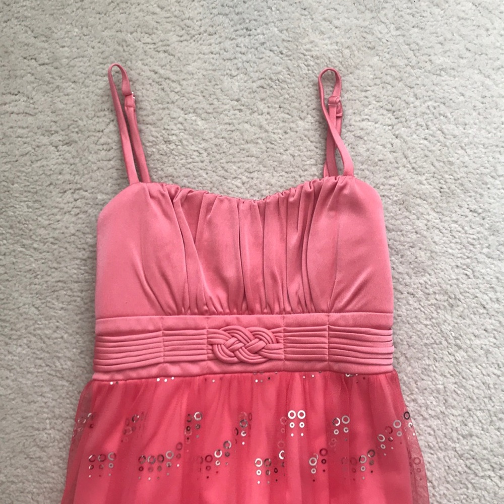 Pink Chiffon Layered Back Tie Dress - Picture 3 of 4